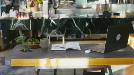 modern workspace in a cafe