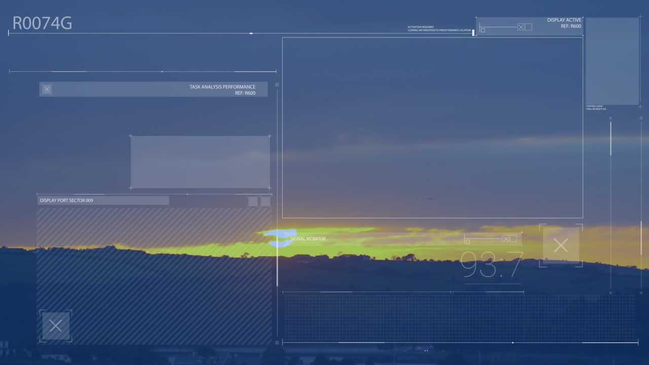 풍경 위의 화면에서 데이터 처리의 애니메이션