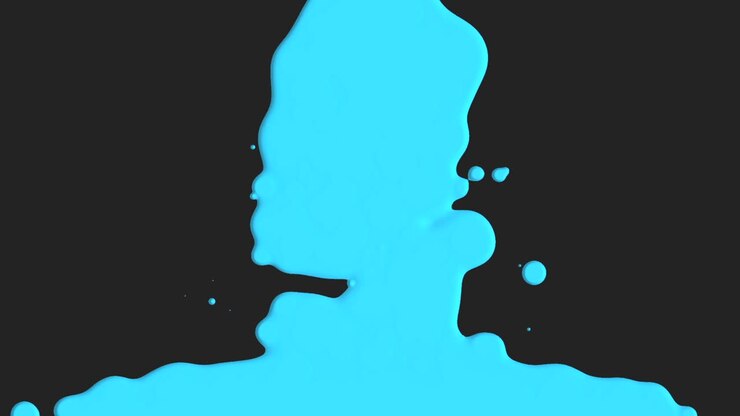 Liquido blu astratto e macchie di schizzi