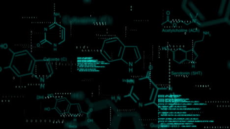 animación del procesamiento de datos sobre un fondo negro