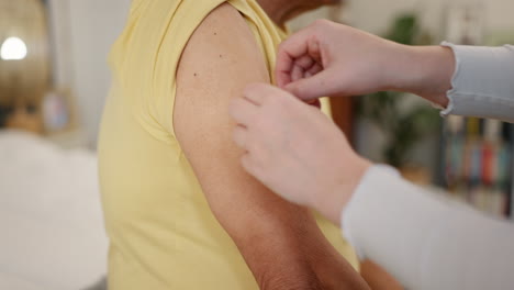 nurse, hands and plaster on arm