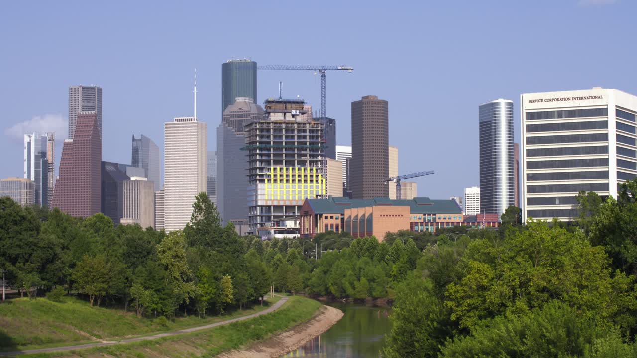 시내 지역 근처 휴스턴 풍경의 공중