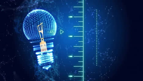 light bulb and measurement scale, energy efficiency concept animation