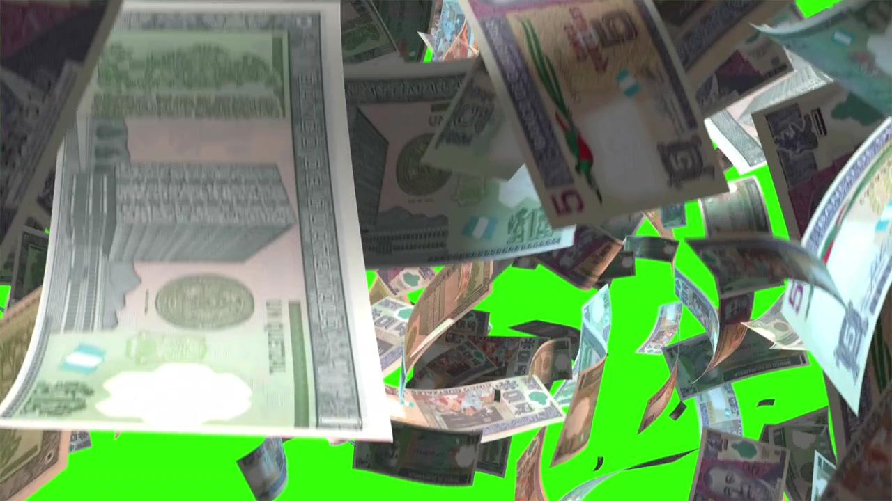 Faldende guatemalanske Quetzales pengesedler på Green Screen