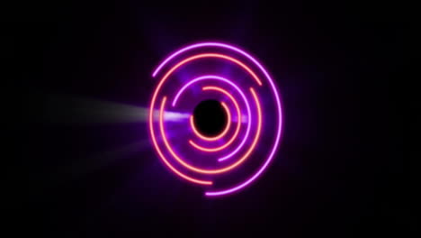 Animation-of-neon-moving-circles-on-black-background