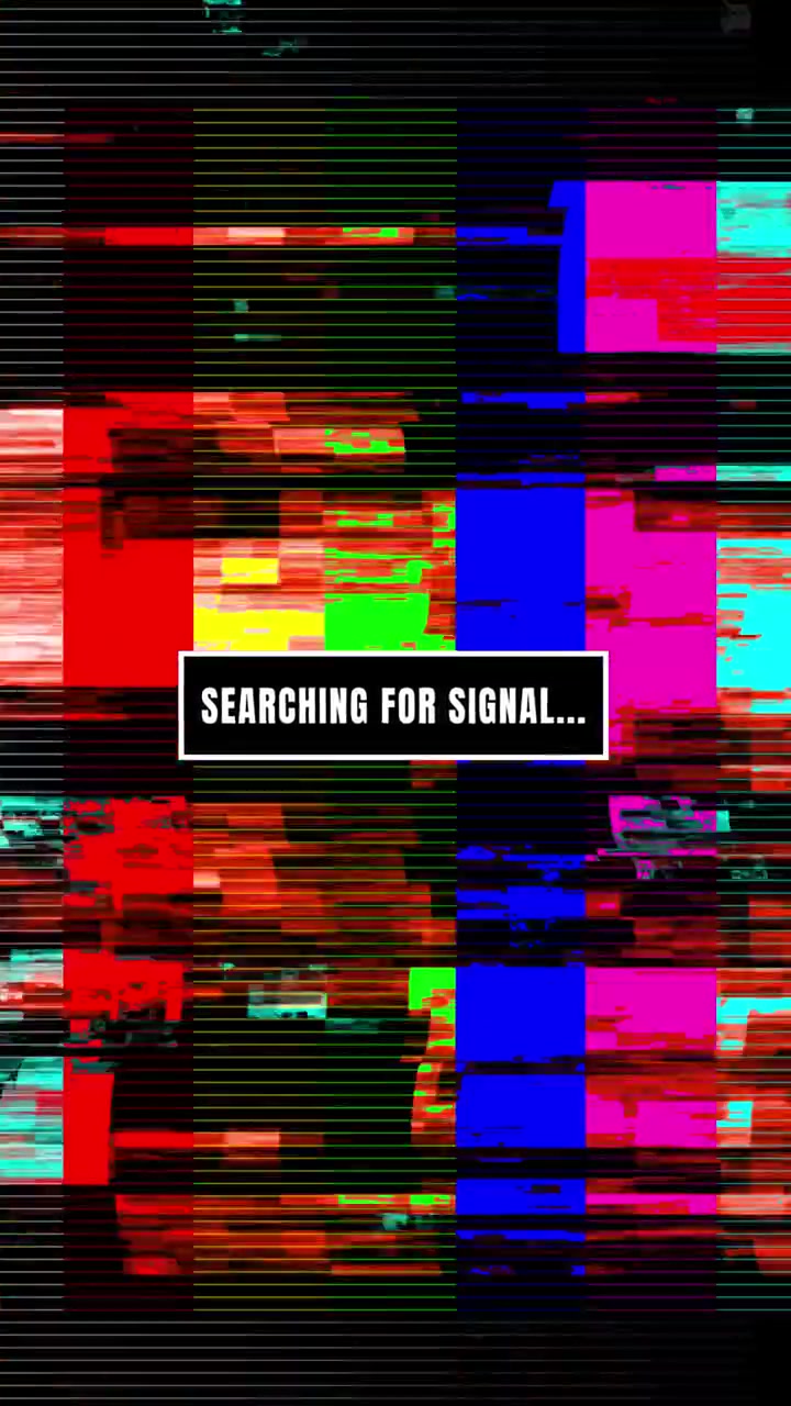 Digital Glitch Effect with Searching for Signal Text Overlay