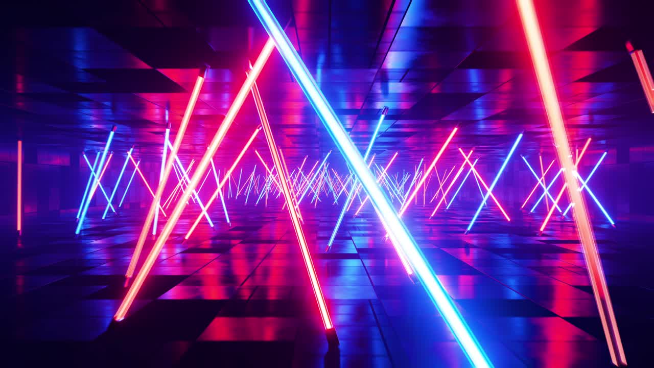 luci fluorescenti rotanti rosse e blu. animazione a loop infinito.