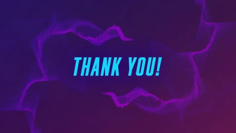 animación digital del texto de agradecimiento contra ondas digitales en fondo púrpura