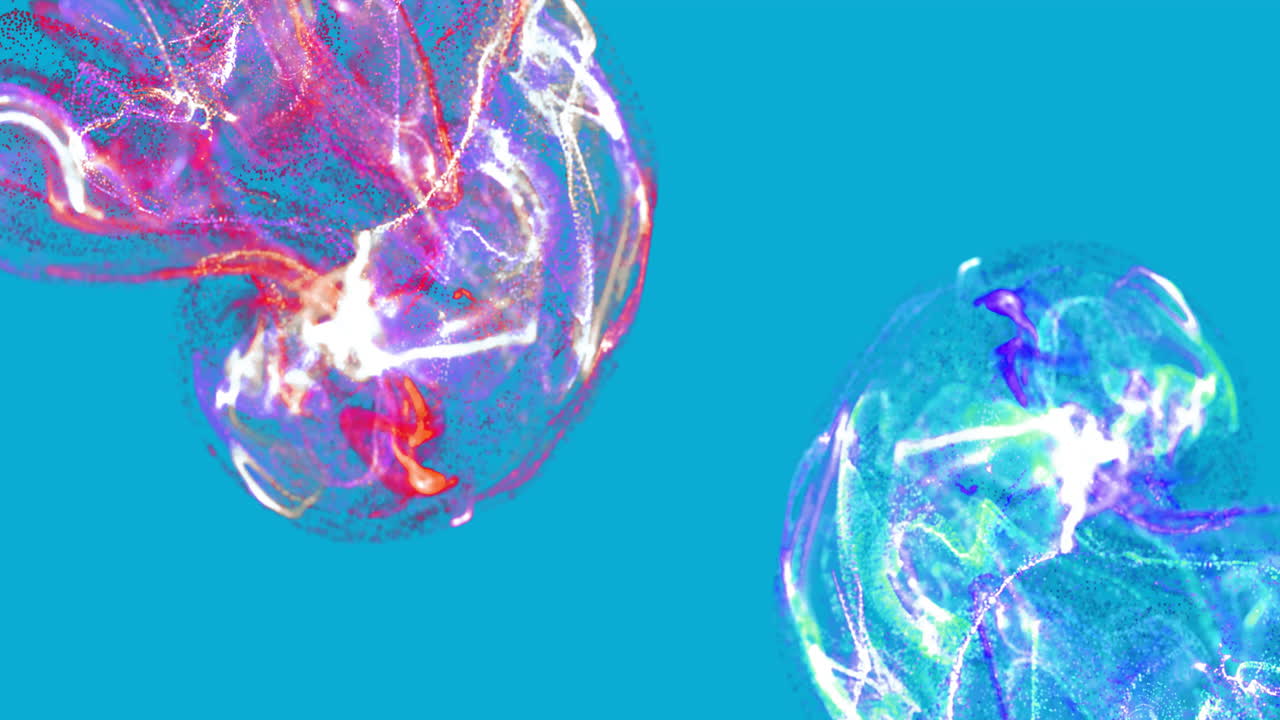 Animation of glowing liquid moving over blue background