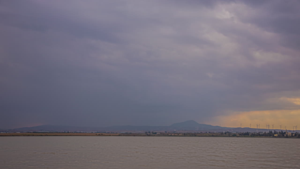 앞면에 물이 있는 하늘에서 움직이는 구름의 영화 촬영, 타임  ⁇ 스, 타임  ⁇ 스, 시간의 흐름