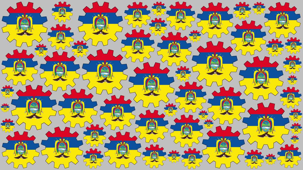 Ecuadorian flag gears spinning background