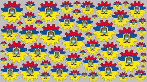 ecuadorian flag gears spinning background