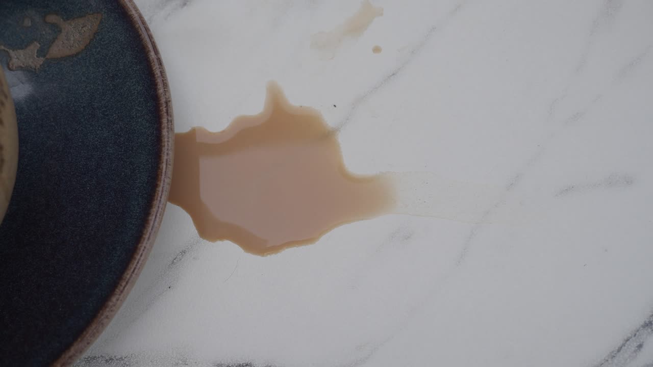 Coffee spill on a marble table