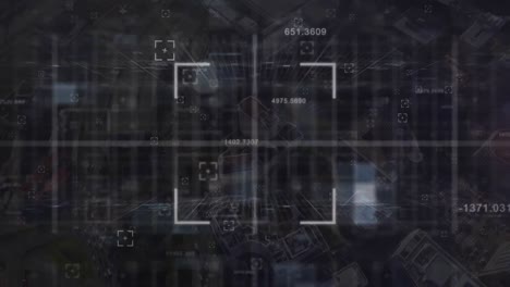 animation of data processing over cityscape