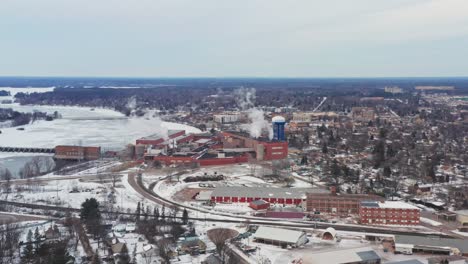 aerial, downtown stevens point, wisconsin