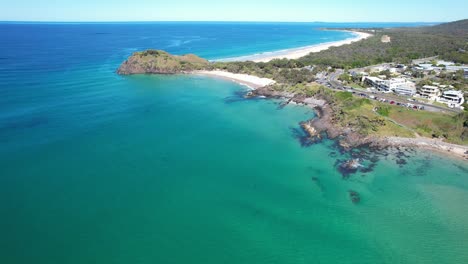 Vista-Aérea-De-La-Playa-De-Cabarita,-Tweed-Shire,-Bogangar,-Ríos-Del-Norte,-Nueva-Gales-Del-Sur,-Australia