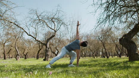 man stretching outdoors