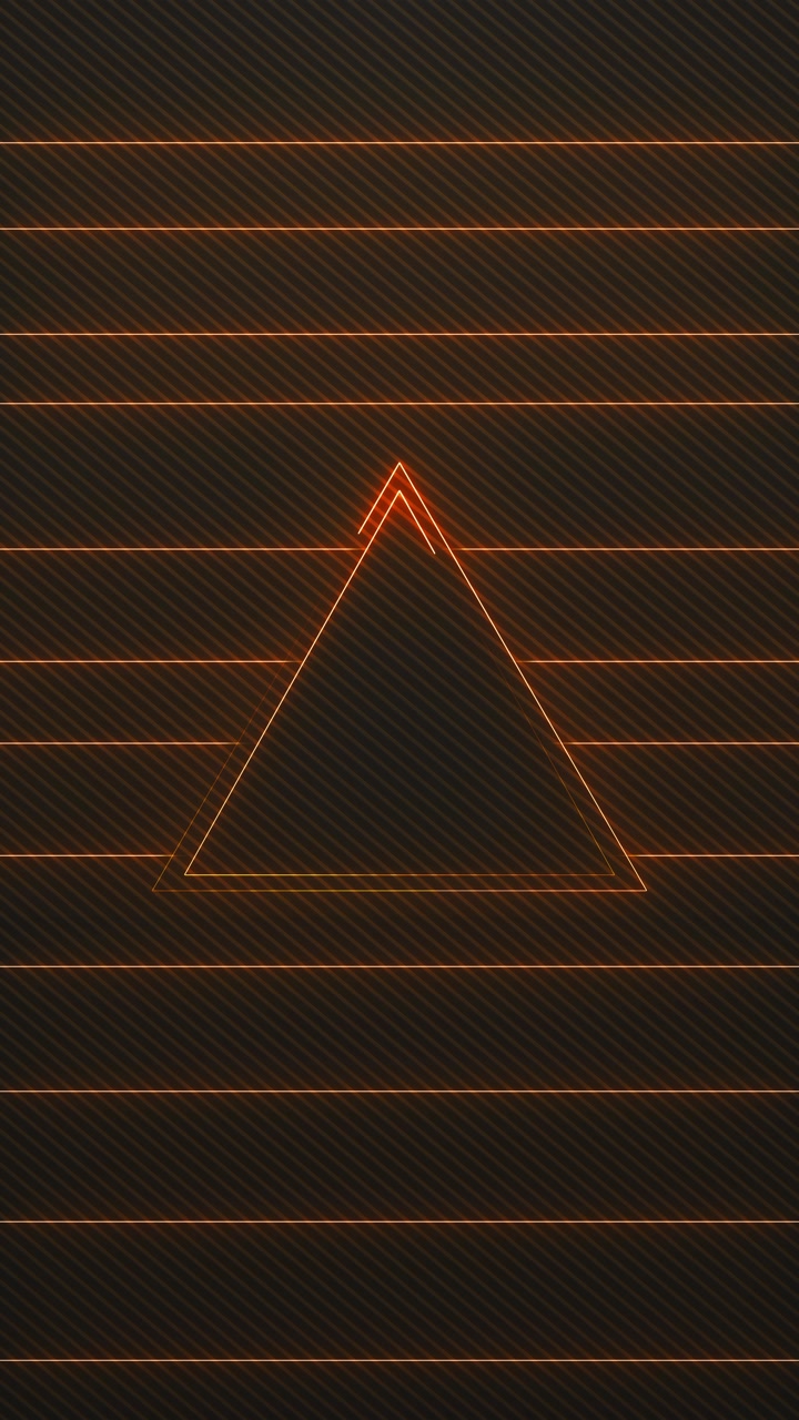 Orange triangle grid technology background with glowing geometric outline diagonal striped pattern