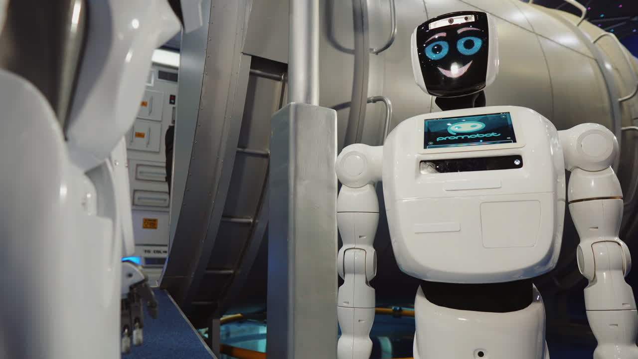 robot promobot en un entorno futurista