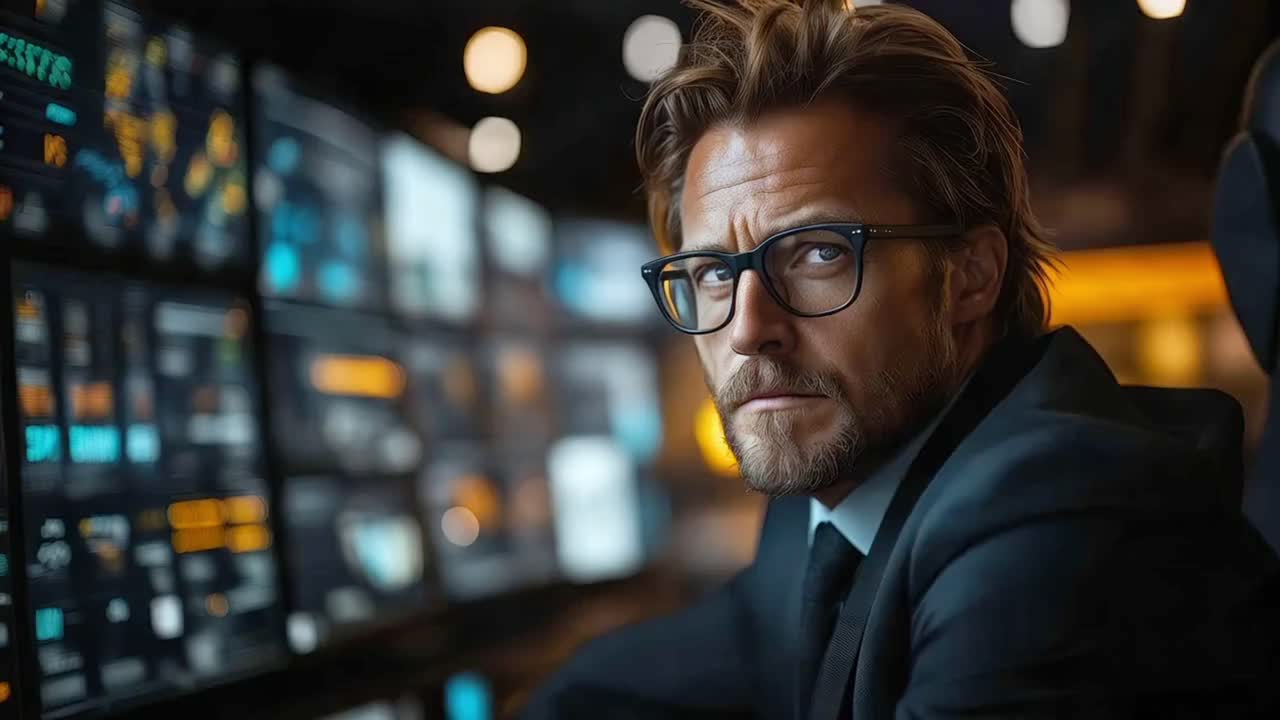 Man in Control Room Monitoring Data