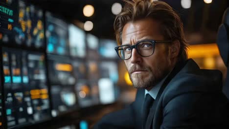 man in control room monitoring data