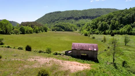 aerial flyover old barn near saltville virginia