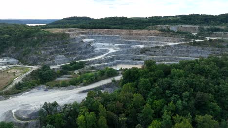 rock quarry in usa aerial approach and tilt