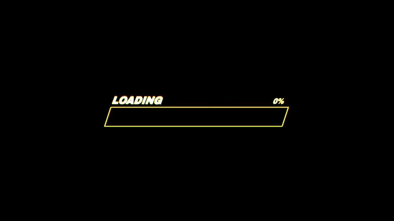 Animation colorful loading bar on black background.