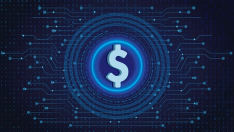 Usd-Coin-Crypto-Blockchain-Cripto-Moneda-Cifrado-Digital,-Intercambio-De-Dinero-Digital,-Conexiones-De-Red-Global-De-Tecnología-En-Un-Concepto-De-Fondo-Azul