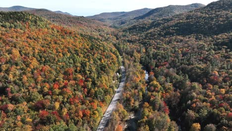 colored trees during autumn in vermont mountain roads in the united states