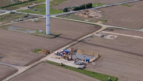 Antena-De-Una-Central-Eléctrica-En-El-Campo-De-Wanlo,-Mönchengladbach