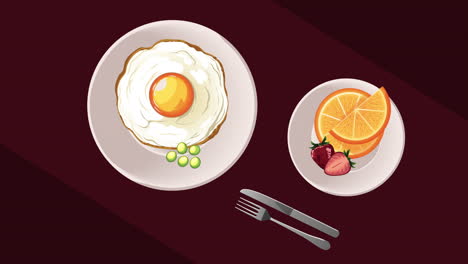 delicious breakfast with egg fried animation