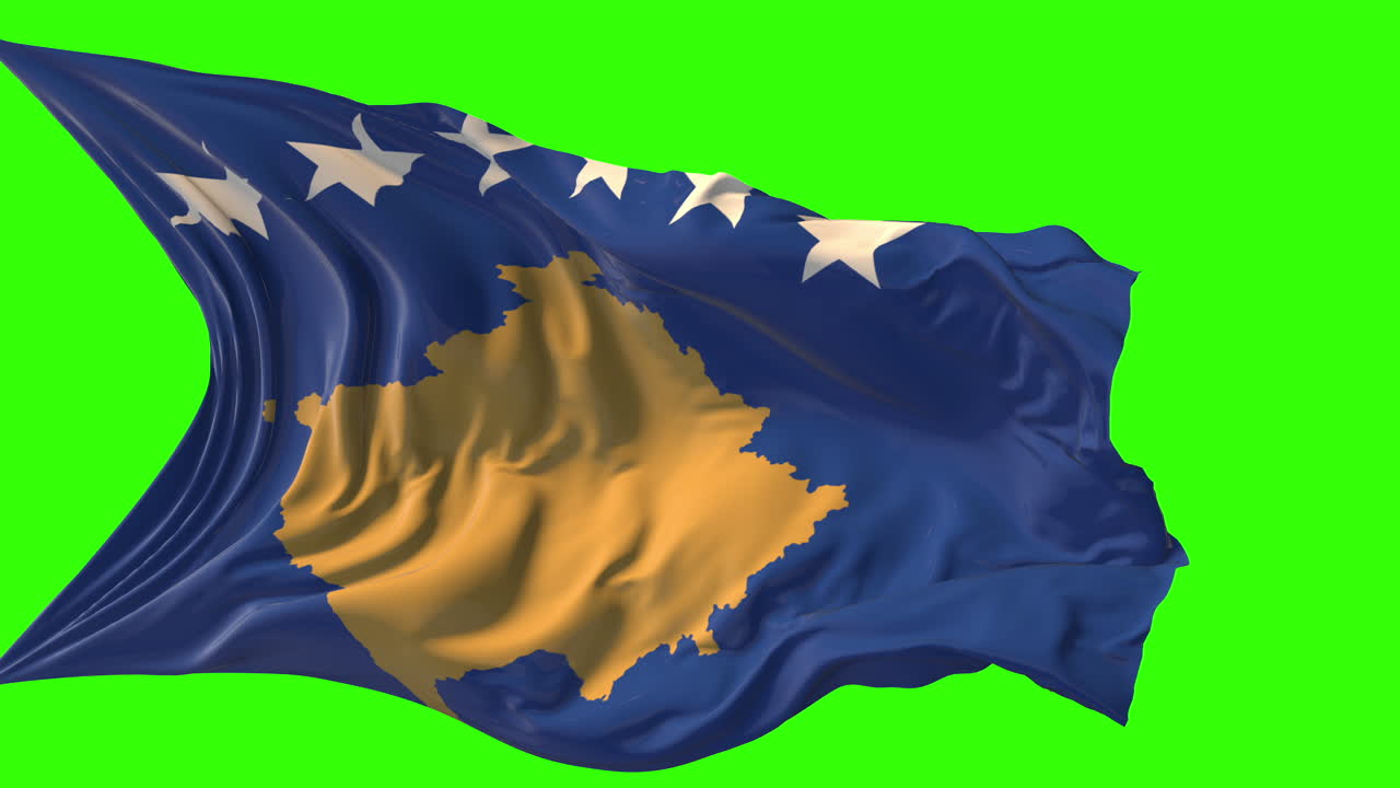 Waving Flag of Kosovo on Green Screen