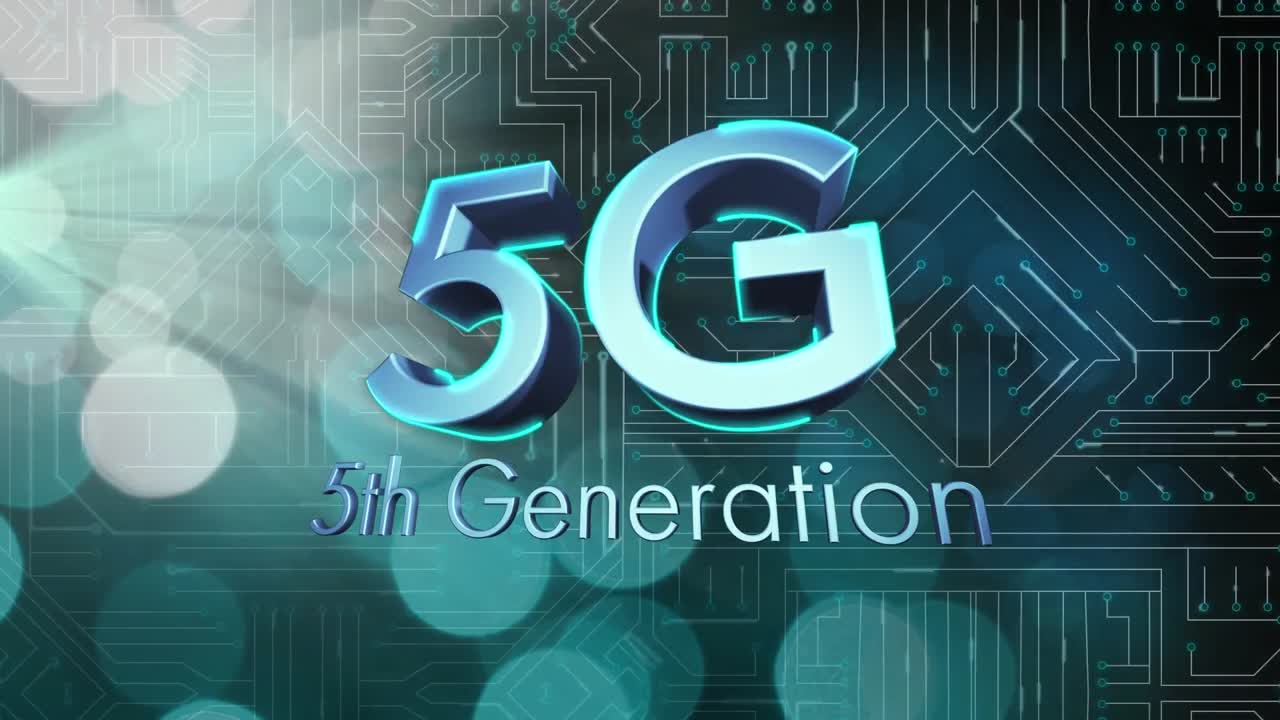 animación de texto 5g sobre una red de conexiones sobre fondo negro