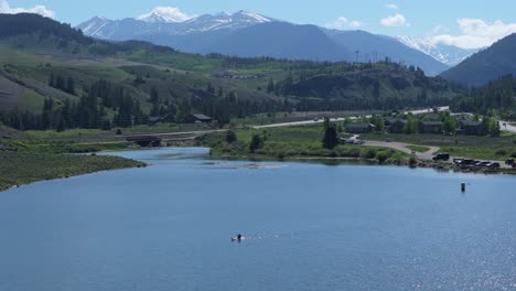 Kayak-on-lake-in-Colorado-Mountains