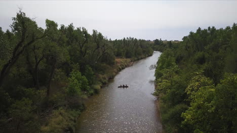 drone view of arkansas river and hills in tulsa, oklahoma, usa