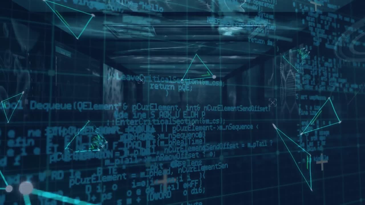 Animation of triangles and data processing over grid