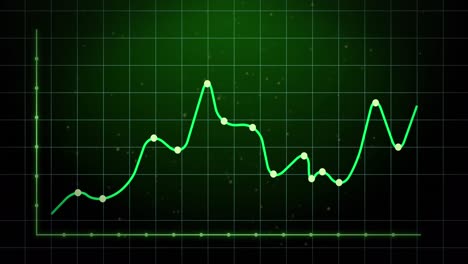 animación del procesamiento de datos estadísticos a través de la red de red contra un fondo de gradiente verde