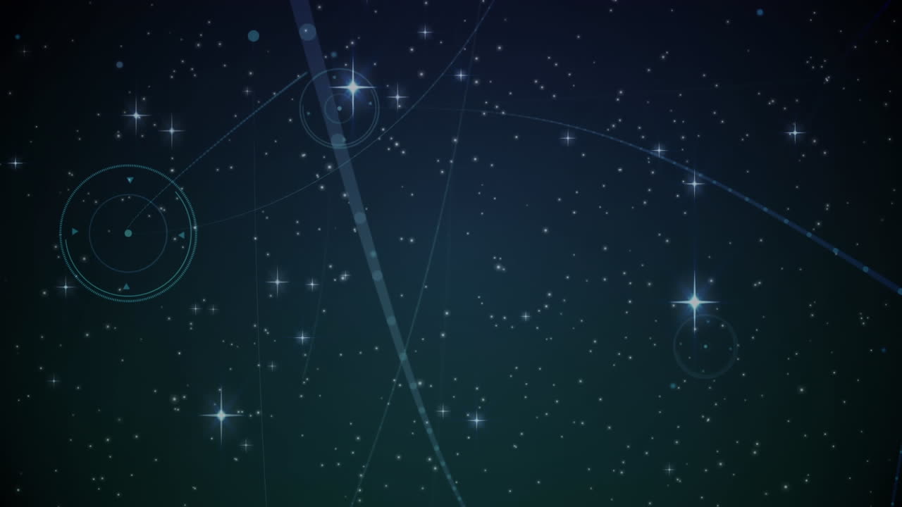 animación de la red de conexiones sobre las estrellas en el cielo