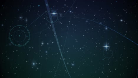 animation of network of connections over stars on sky