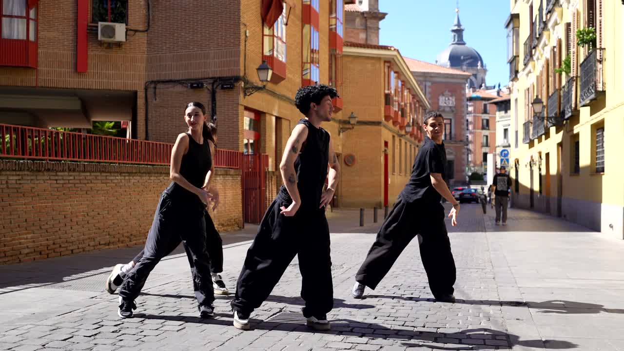 Group of dancers performing on a city street