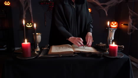Witchcraft Scene with Spell Book and Candles