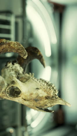 close-up of an old animal skull