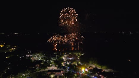 night time fireworks show over lake in winterhaven florida at legoland