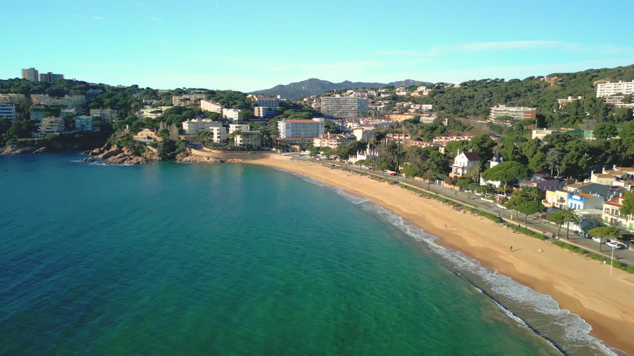 Beautiful aerial view of notre dame beach and cityscape in saint-raphael, french riviera