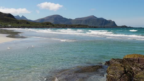 Beach-Lofoten-islands-is-an-archipelago-in-the-county-of-Nordland,-Norway.