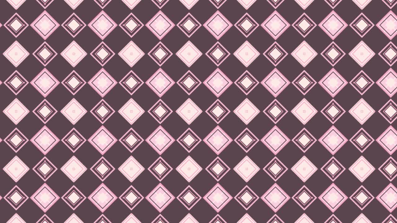 Seamless Geometric Slide Animation Featuring Layered Pink and White Diamond Shapes on a Deep Mauve Background Perfect for Retro Visuals Textiles Motion Graphics and Digital Design Projects