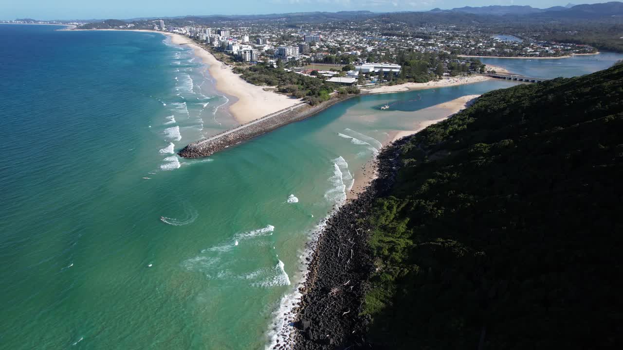 Burned Forest Of Burleigh Head Near Tallebudgera Creek On The Gold Coast In Queensland, Australia. Aerial Drone Shot