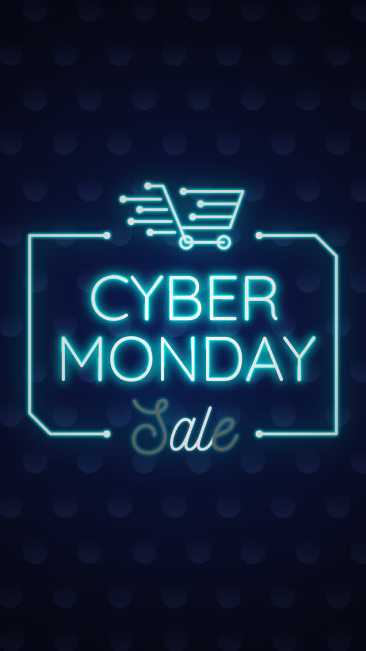 una animación de una venta de cyber monday de fondo de estilo neón