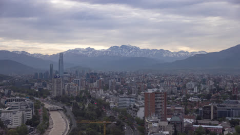 Santiago-de-Chile-financial-district-time-lapse-providencia-at-winter-morning